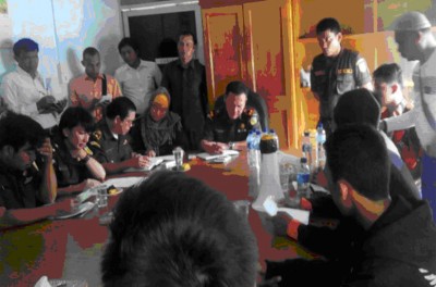 Kajari Tebingtinggi Fajar Rudi Manurung SH MH didampingi Kasi Intel dan Kasi Datun menerima Sapma PP Tebing Tinggi di Aula Kejaksaan. SUMUT BERITA | MOROMBUN SIBURIAN