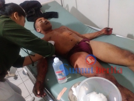 Siswanto, salah satu pelaku saat dirawat di RSU Kabanjahe. SUMBER/pardi simalango