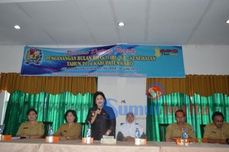 Wakil Bupati Karo Cory Sriwaty Sebayang saat memberi sambutan dalam acara Pencanangan Bulan Bhakti IBI - KB Kesehatan 2016. SUMBER/pardi simalango