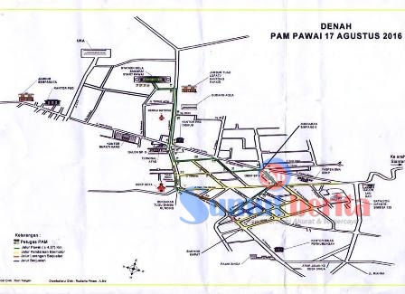 Rute pawai karnaval pada perayaan 17 Agustus 2016 mendatang. SUMBER/dok